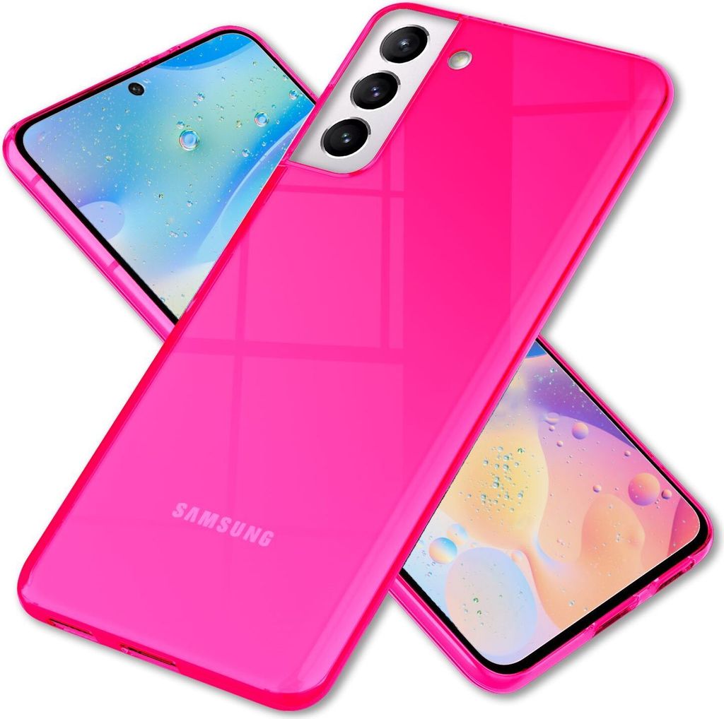 NALIA Klare Neon Handyhülle für Samsung Galaxy S22 Plus, Durchsichtig Bunt Leuchtend Anti-Gelb, Dünne Robuste Schutzhülle Cover Case Pink
