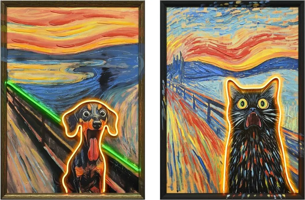 Décoration Murale Salon Animaux Modernes - Lot 2 Tableaux 53x73cm
