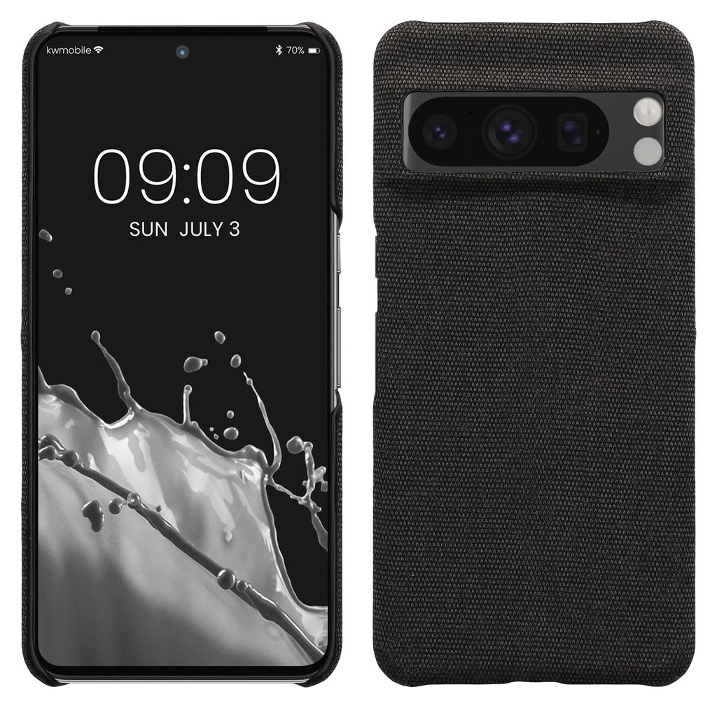 kwmobile Schutzhülle kompatibel mit Google Pixel 8 Pro - Hülle - Stoff Cover Handyhülle - Backcover in Dunkelgrau