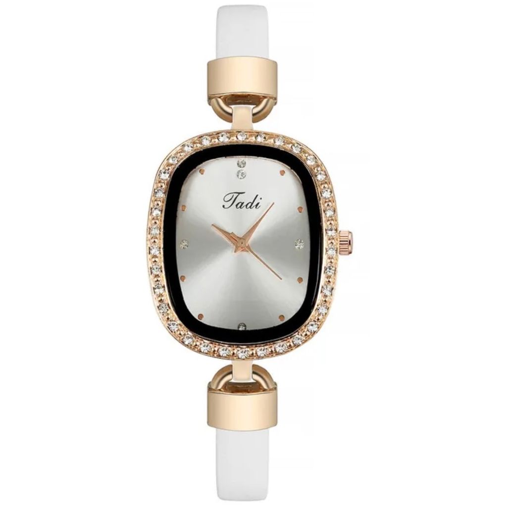 Elegante Damenuhr Jenny in Weiß - s Design mit Kristallen KP33596