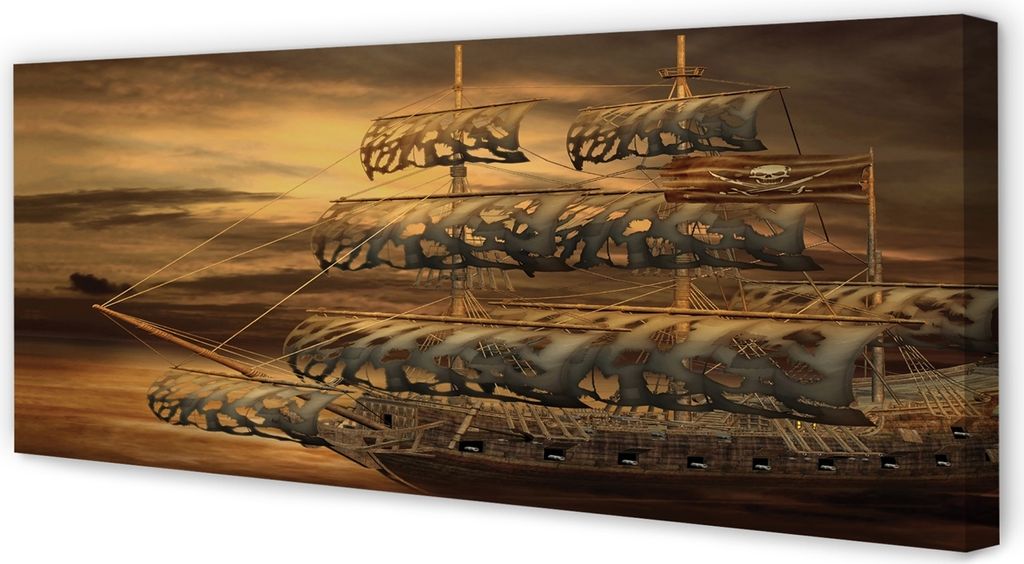 Leinwandbild 125x50 Wandkunst Schiff Meer Wolken