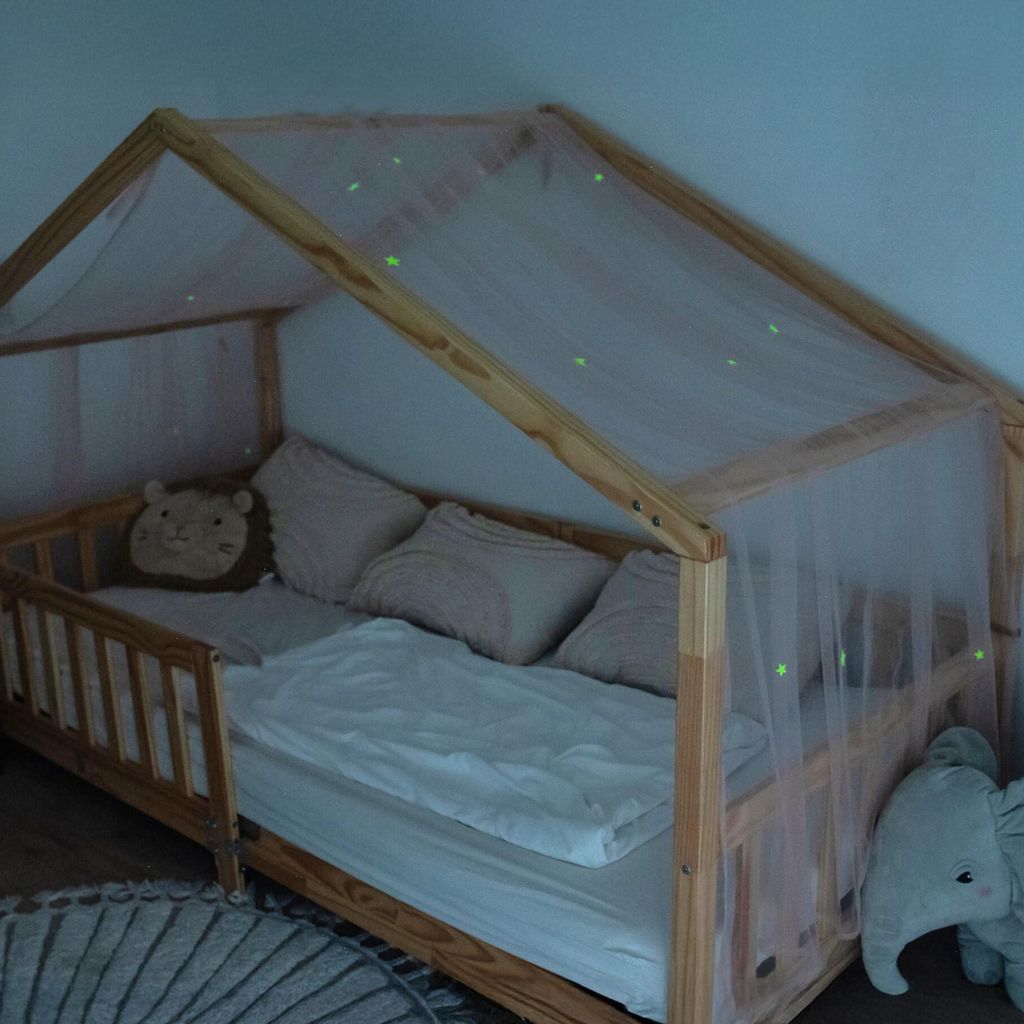 Cielo per letto casetta 135x320 cm Rosa tenue con stelle Immagine del prodotto 