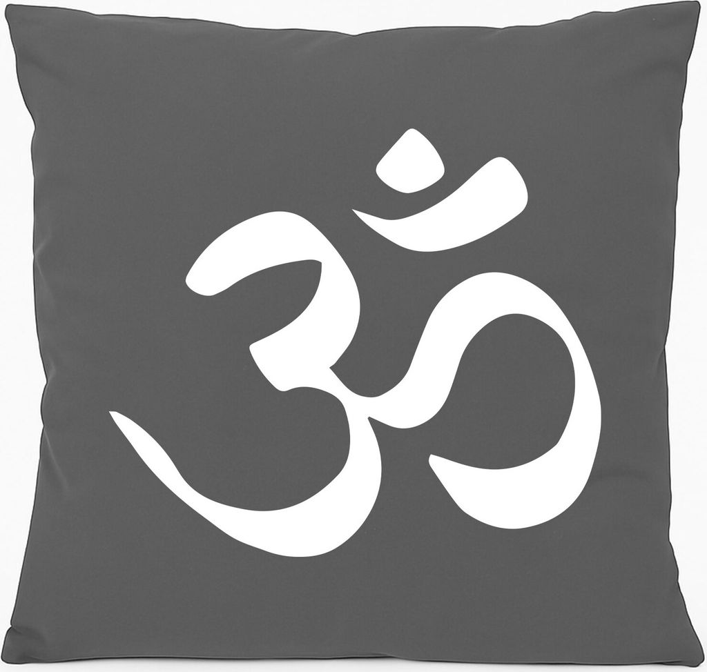 Huuraa Kissen Yoga-Om Symbol 40x40cm mit Füllung Steel Grey Baumwolle Dekokissen Geschenkidee