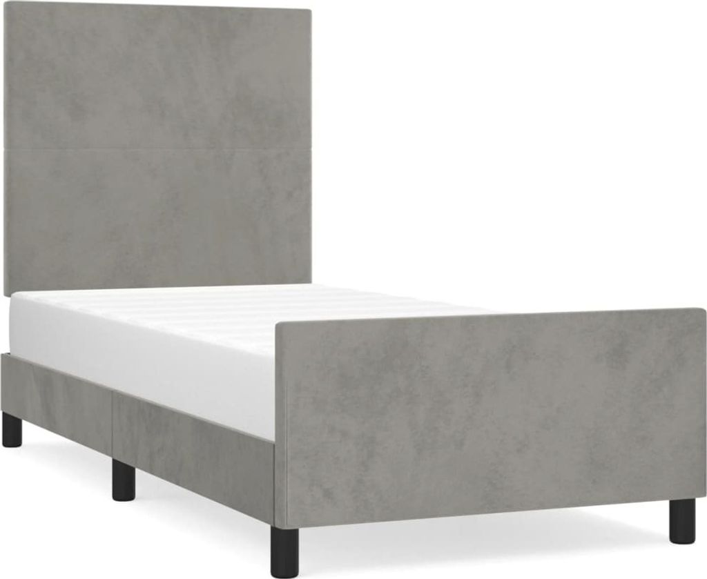 Bettgestell ohne Matratze Hellgrau 90x200 cm Samt