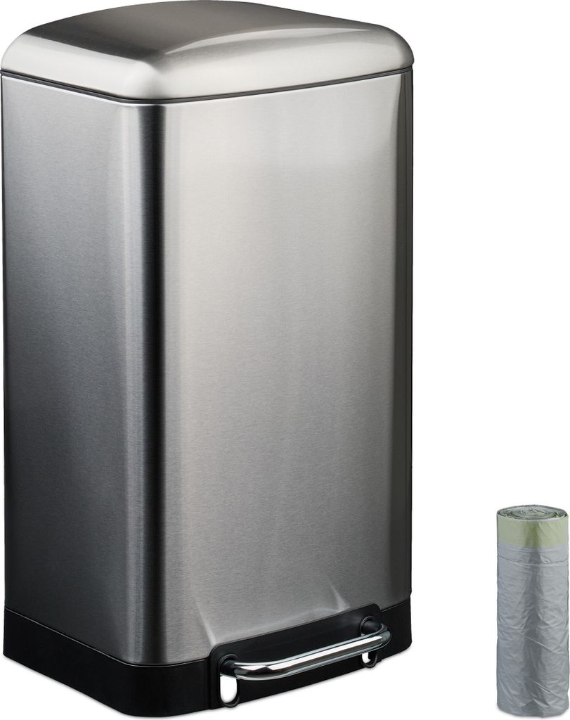 Relaxdays Mülleimer Küche, 30 L, Fingerabdruckschutz, Produktbild 
