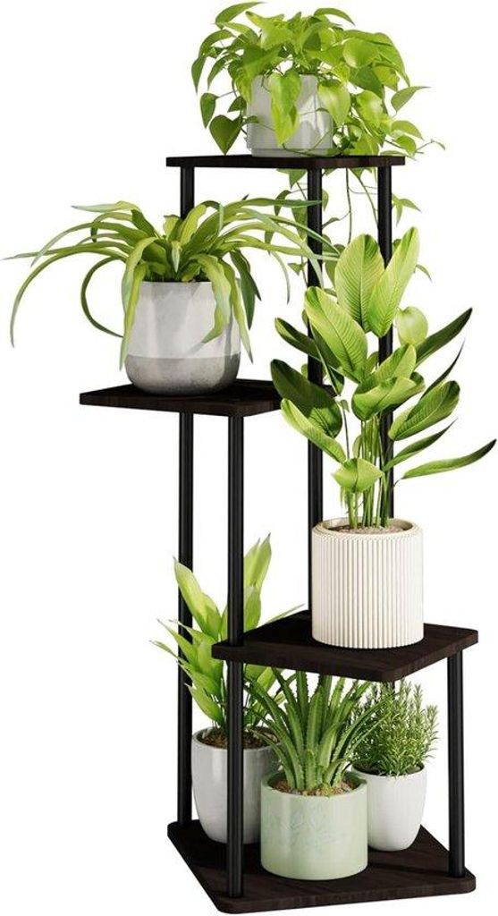 4-niveaus metalen plantenstandaard für Innen und Außen - Winkel-Blumenständer für mehrere Pflanzen - für Terrasse, Garten, Balkon, Wohnzimmer,...