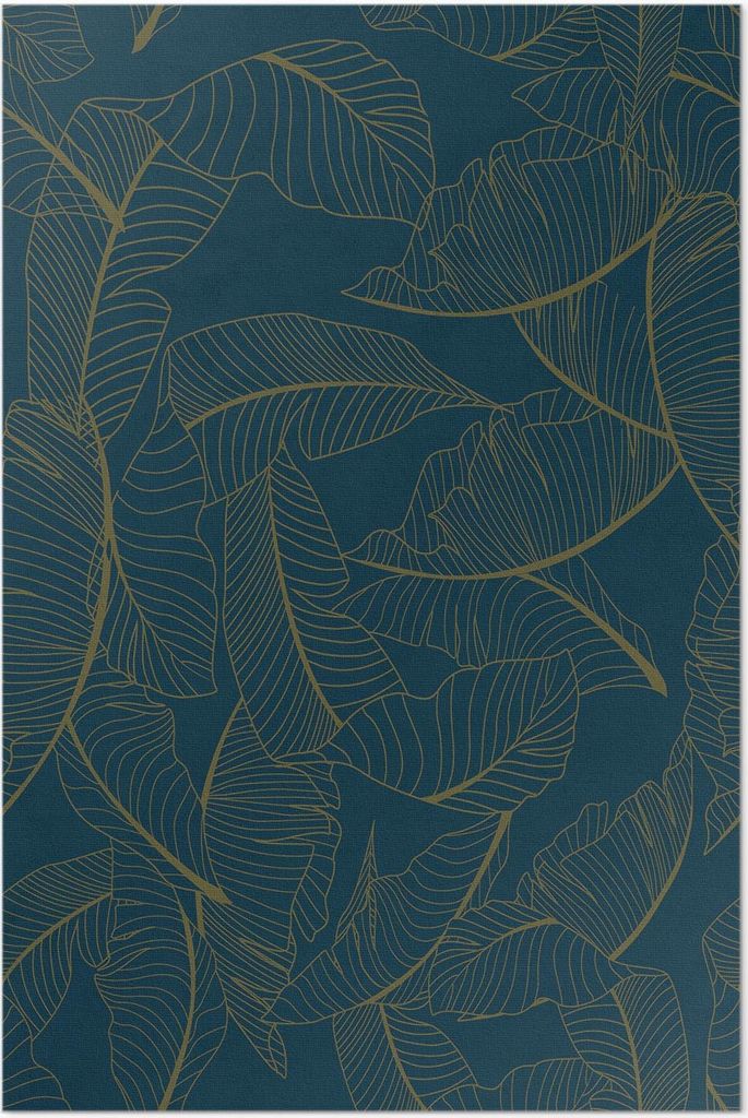 Gesäumte Blätter, modisches Muster – Vinylteppich – 80x120 cm – Indoor Teppich – Flur – Pflegeleicht – Modern