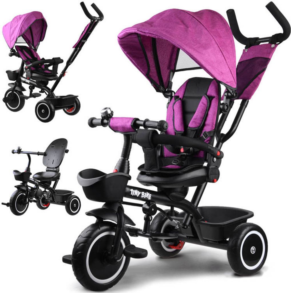 Tiny Bike 3in1 Dreirad mit Verdeck SP0650 Rosa Produktbild 