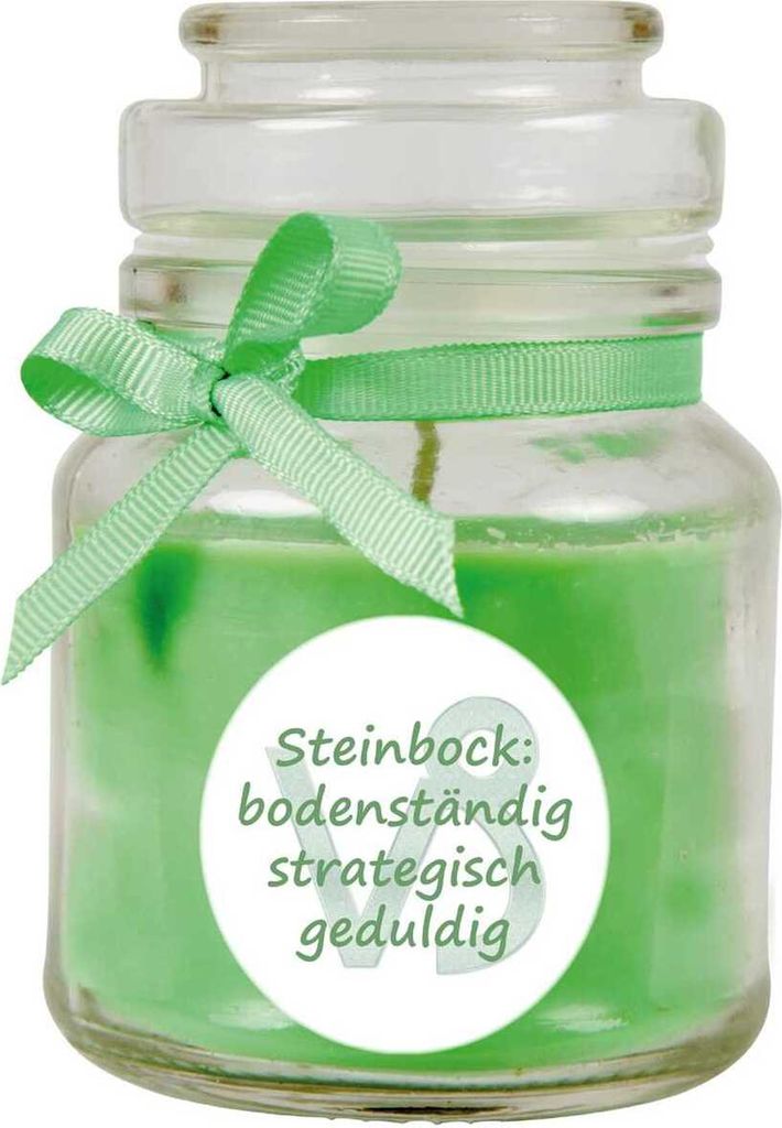 HS Candle "Sternzeichen" Duftkerze Kokos im Bonbonglas ( Steinbock ) - viele Motive zur Auswahl, 120g - Brenndauer bis zu 30 Std - Capricorn