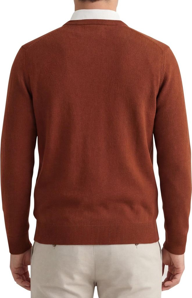 Gant Pullover orange Wolle gestrickt V-Ausschnitt Bündchen