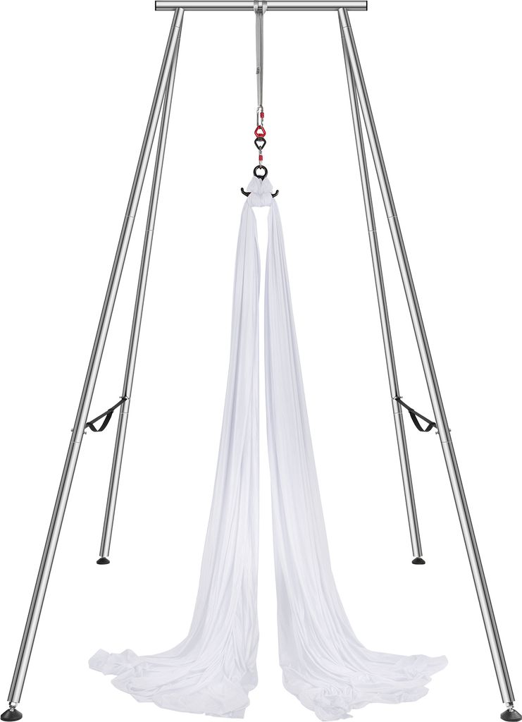 VEVOR Aerial Yoga Hängematte mit Yogarahmen 6 x 2,6 m, Weiß Yoga Swing Air Fliegen, Yoga-Schaukel Hammock Swing 250 kg Max. Tragfähigkeit, inkl....