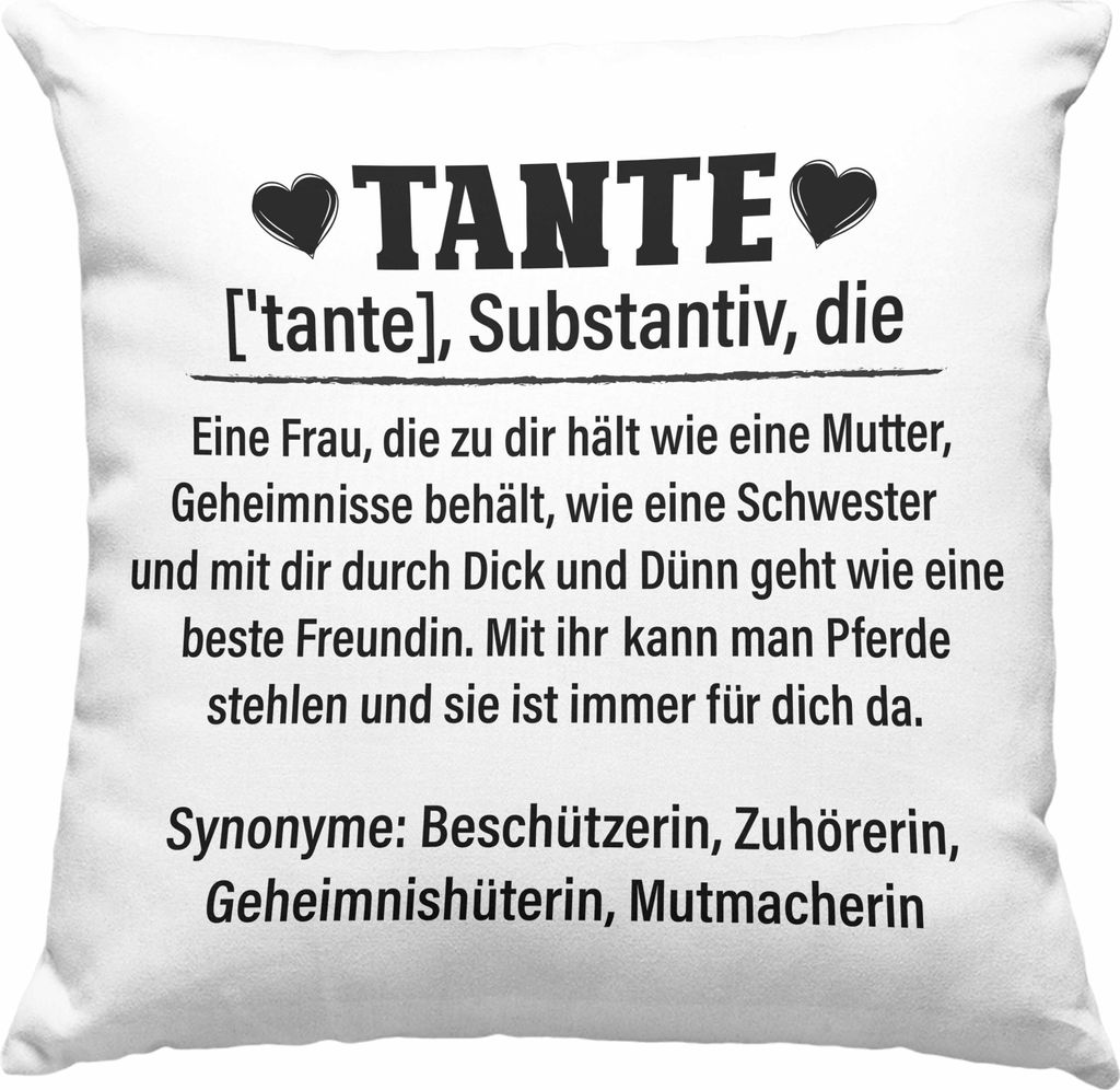 Trendation - Beste Tante Geschenk Deko-Kissen mit Füllung 40x40 Lustig Spruch Beste Tante der Welt Geschenkidee von Nichte (Blau)