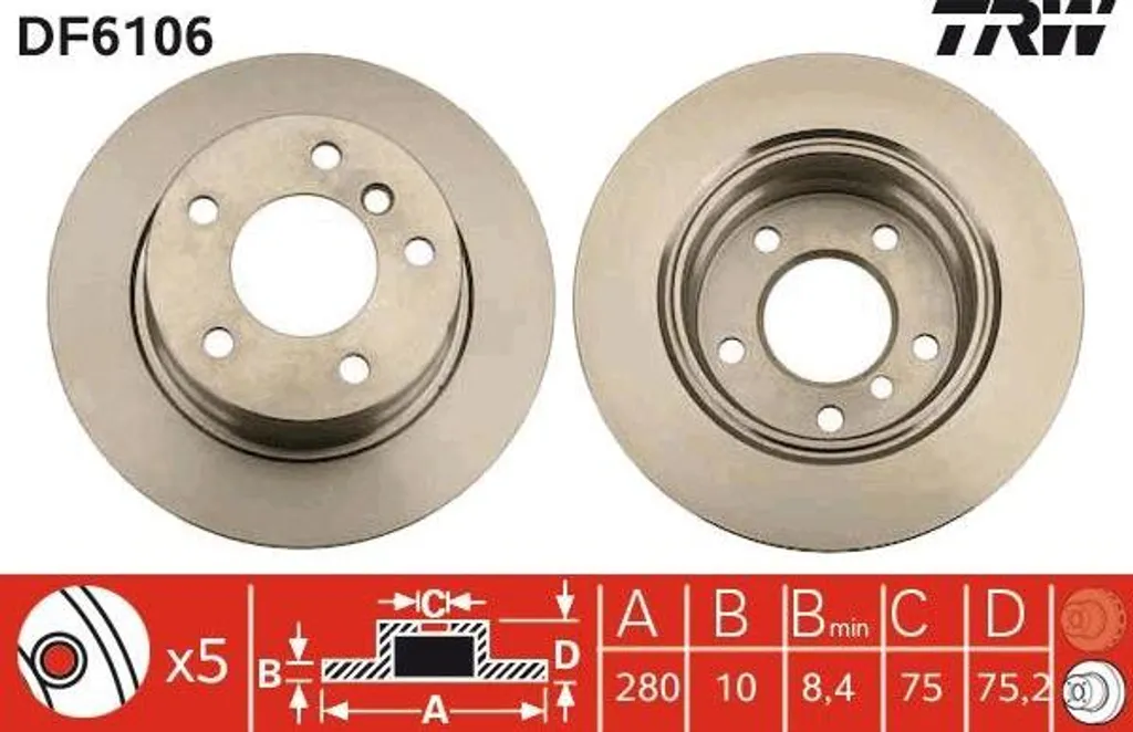 Disque de frein arrière TRW compatible BMW Z4 série E85 qualité OE