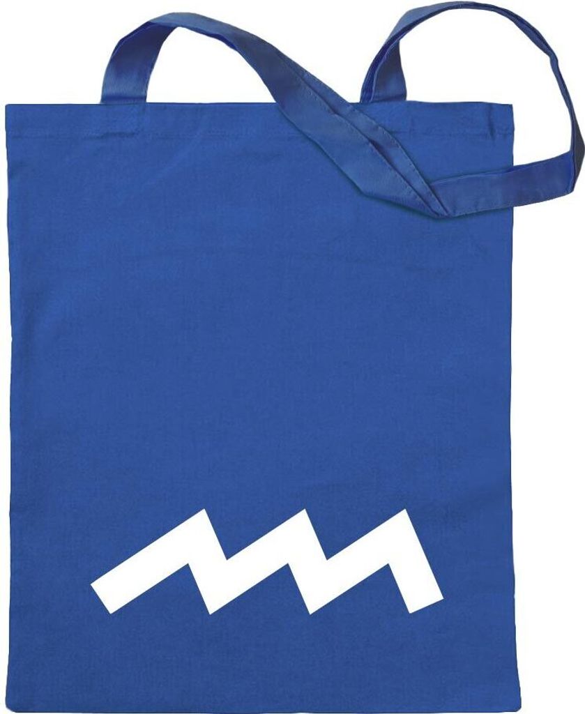 Kiwistar - Baumwolltasche - royalblau - Wasser Sternzeichen - Tragetasche Stoffbeutel Umhängetasche Langer Henkel