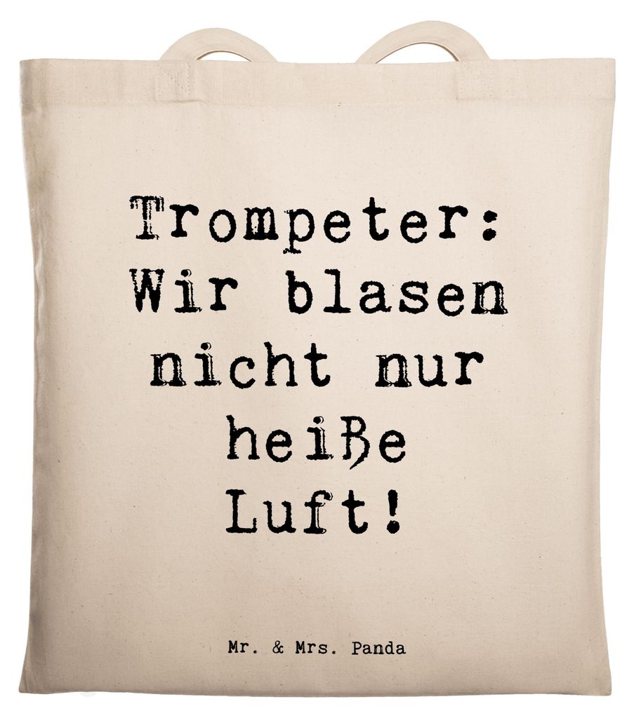 Mr. & Mrs. Panda Jutebeutel Spruch Trompete Kunst - Transparent - Geschenk, Tasche, Inspiration, jazzig, Shopping, Blechblasinstrument, laut, Schul...