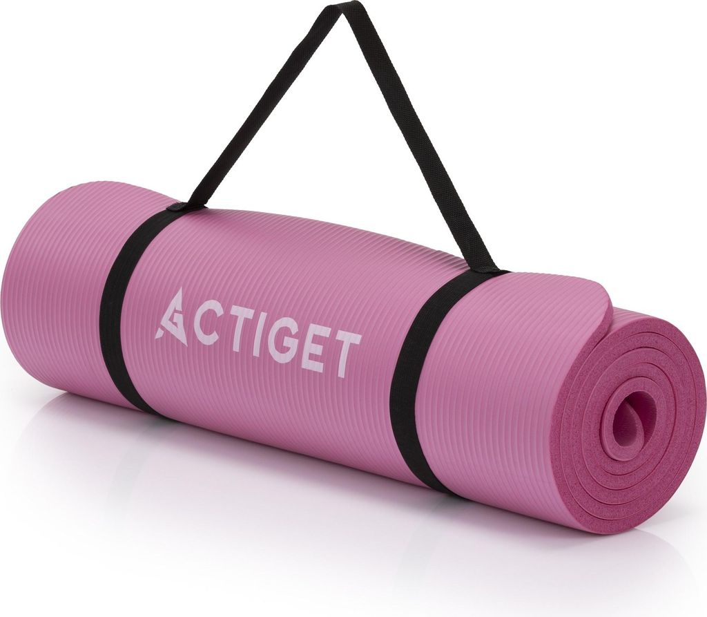 ACTIGET Anti-Rutsch-Trainingsmatte NBR für Yoga, Fitnessmatte mit Tragegurt 61 x 183 - Rosa