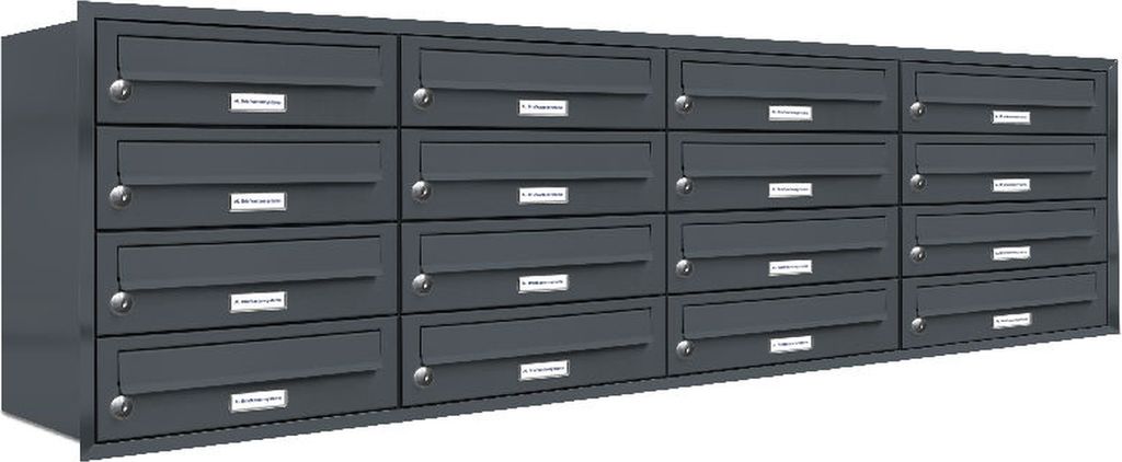 16er Briefkasten Anlage Unterputz Montage RAL 7016 Anthrazit