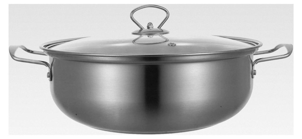 Edelstahl Hotpot Topf 28 cm mit Deckel, Verdickter Mehrzweck Kochtopf mit Stahlohren, Gleichmäßig Erhitzender Suppentopf für Heiße Gerichte