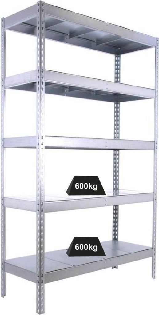 PROREGAL Schwerlastregal METAL BEAST FIVE | HxBxT 200x150x45cm | Fachlast 600kg | Verzinkt