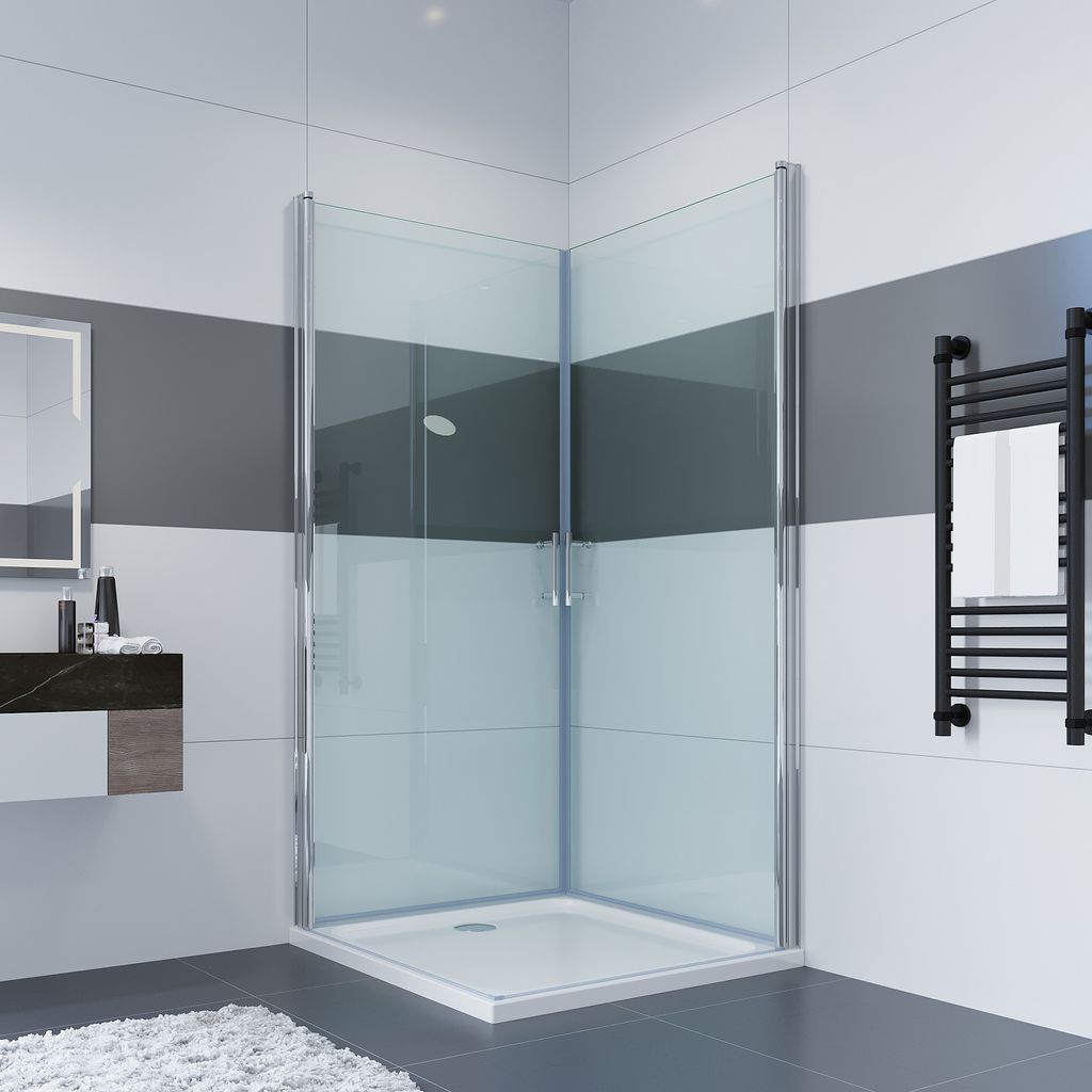 IMPTS Duschkabine Pendeltüren 70x80cm Eckeinstieg Doppelt Schwingtür ESG NANO Glas Eckdushe mit Hebe-Senk Duschabtrennung Duschwand,OHNE Duschwanne