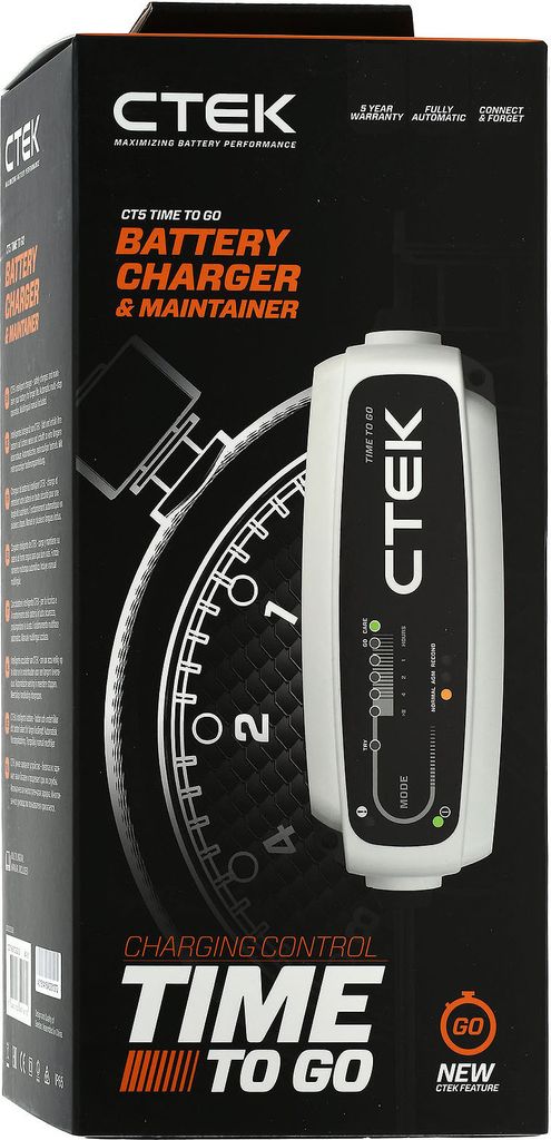 CTEK CT5 Time to Go, Batterie-Ladegerät, mit Countdown-Display 12V 5A EU-Stecker