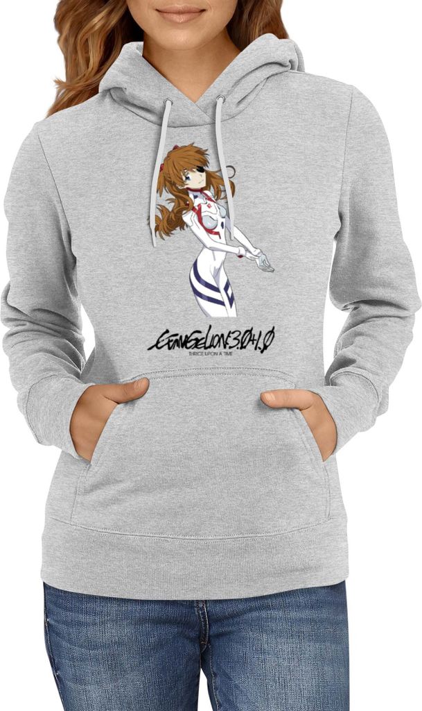 Damen Kapuzenpullover Japan Animation Manga Anime Comics Evangelion Asuka Langley Soryu Evangelion Asuka, Lady L / Grau