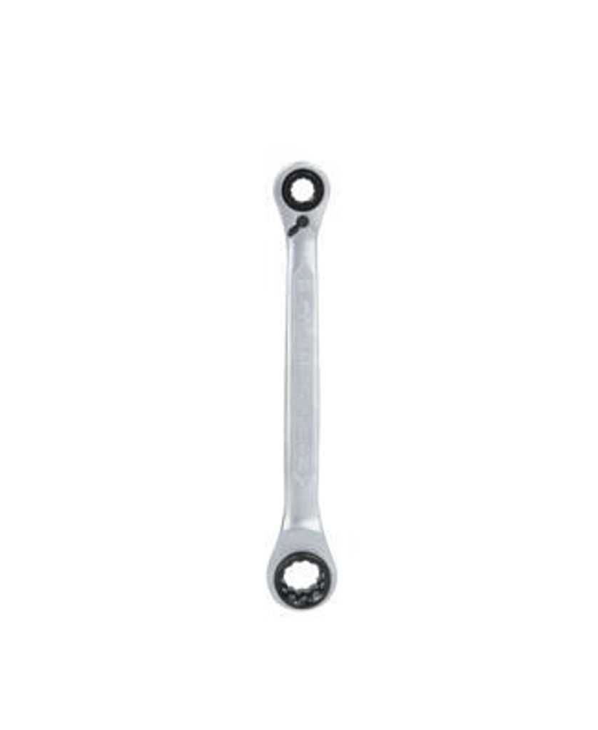 A silver double ratchet wrench is shown against a white background.