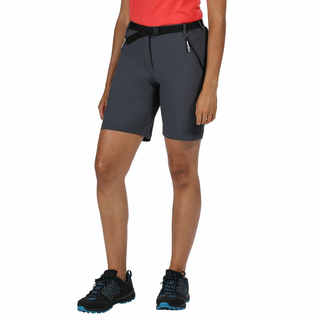 Regatta Xert Stretch Shorts III für Damen Outdoorhose mit Gürtel, Farbe:Seal Grey, Größe:36