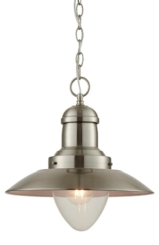 Suspension MENDIP en nickel satiné 100x33cm luminaire métal style marin