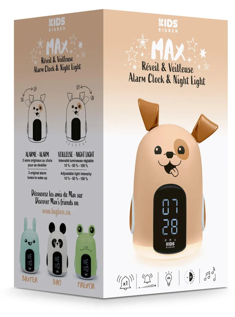 Réveil Veilleuse Bigben RKIDSDOG Silencieux avec Intensité Réglable