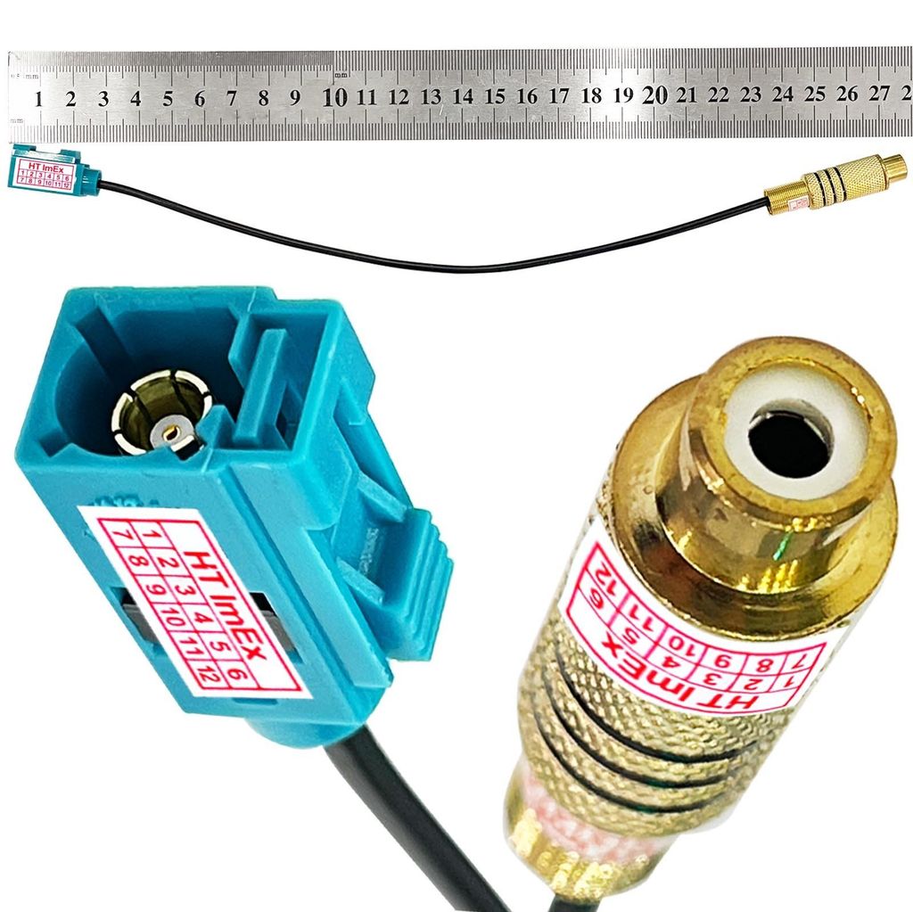 Cinch auf Fakra RCA Video Adapter 28cm kompatibel mit Ford Blaupunkt Mercedes Comand Rückfahrkamera