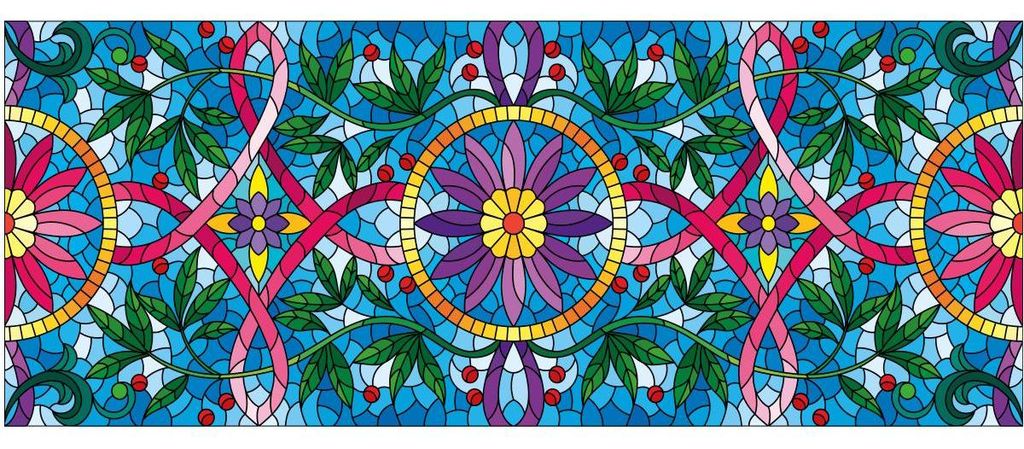 Sichtschutzfolie – Buntglas-Ranken und Blumen – Aufkleber für Fenster und Duschtüren – 40 x 100 cm