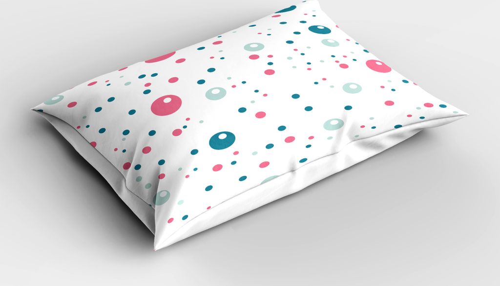 ABAKUHAUS Abstrakt Kopfkissenbezug, Blase wie große und kleine Polka Dots in Pastellfarben Modern abgerundetes Design, 40x80 cm, Blau Grau Rosa