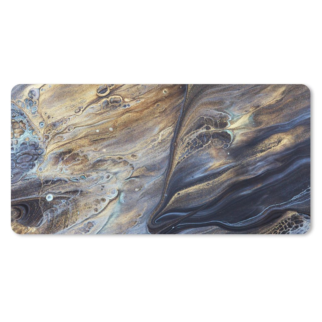 MuchoWow Schreibtischunterlage Marmor - Gold - Aquarell - Textur - Marmoroptik 80x40 cm - XXL Mauspad - Gaming Mauspad