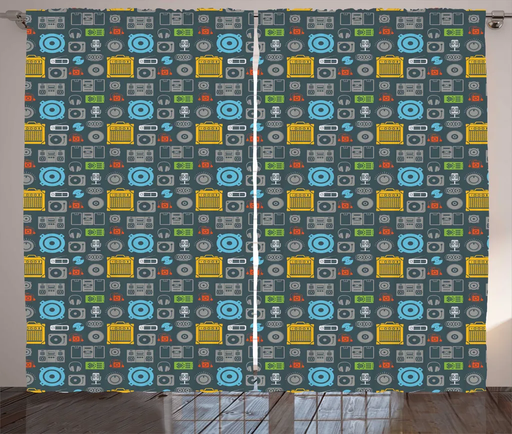 Rideau Déco Musique pour Fenêtres Difficiles 280x225 cm Retro Audio