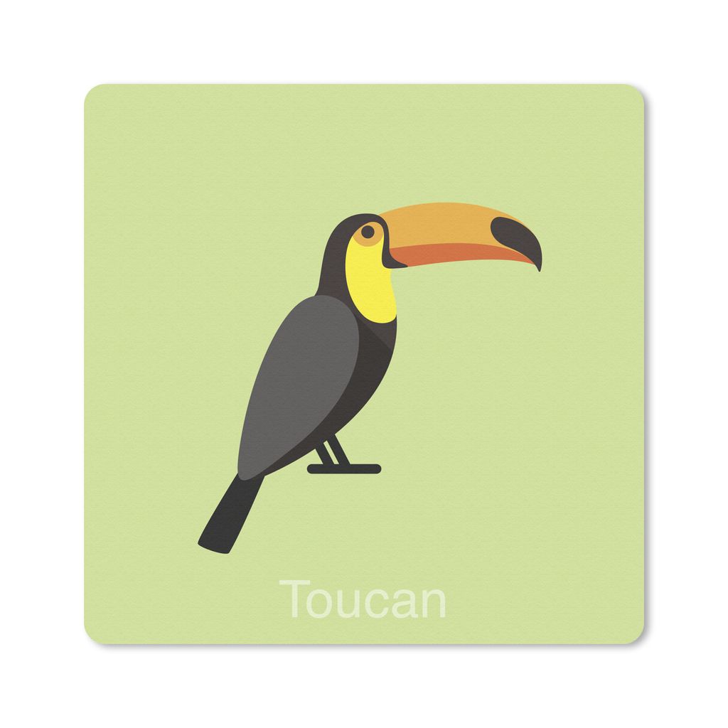 MuchoWow Mauspad Mousepad Eine Illustration eines Tukans auf einem hellgrünen Hintergrund 30x30 cm - Mousepads - Maus Mat - Pad - Mausunterlage ...