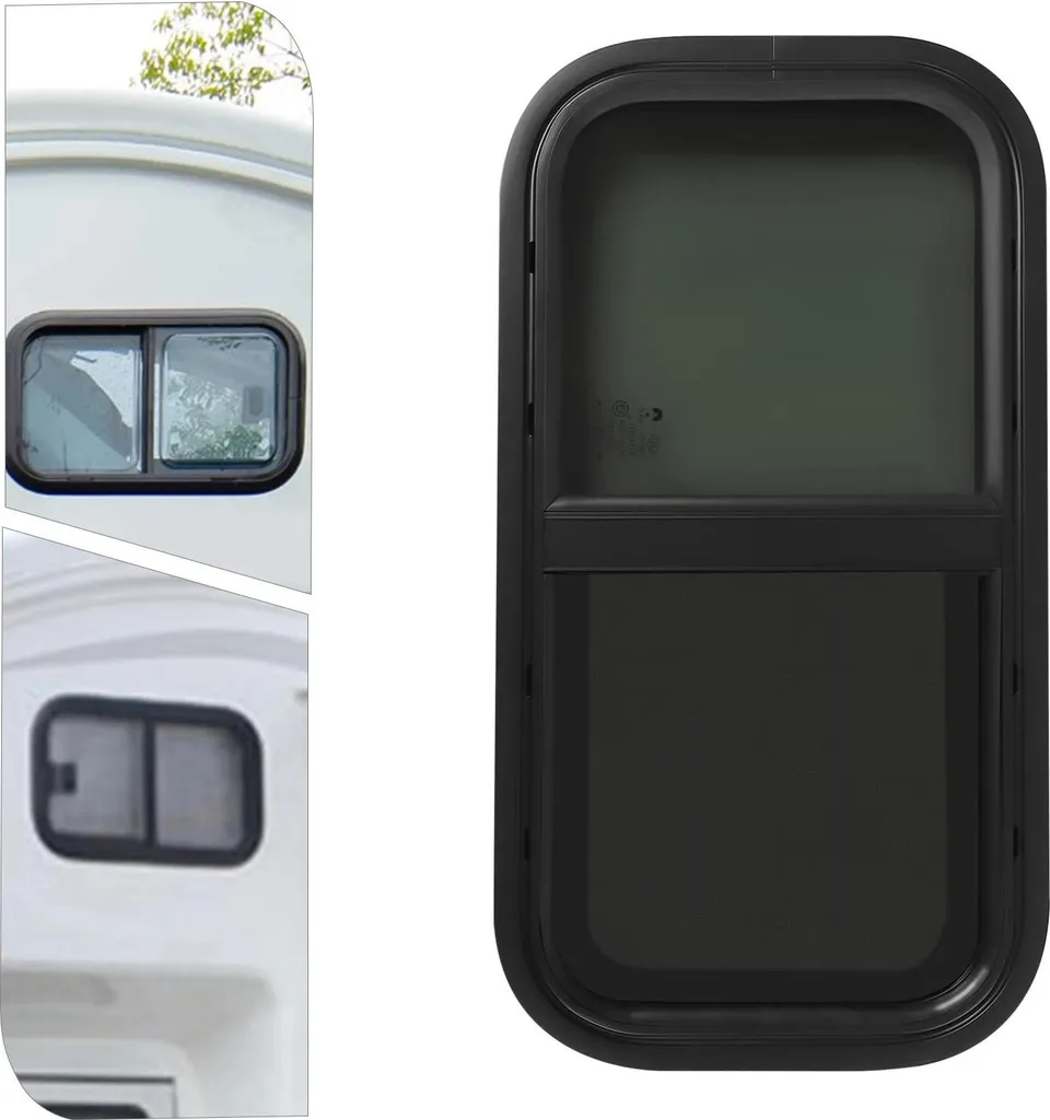 Fenêtre coulissante 70x40 cm en verre trempé noir pour camping-car RV - 5