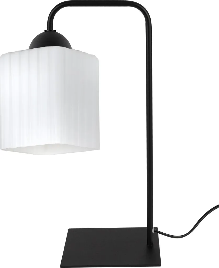 Lampada Cubica Riffle E27 Nera - Design Minimalista Vetro Bianco