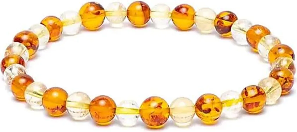 Bracelet en Perles de Citrine et Ambre Véritable - Bijou de Lithothérapie