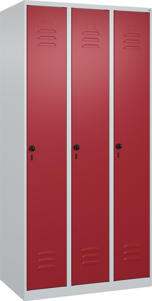CP Spind Classic Plus lichtgrau, rubinrot 080000-30 S10001, 3 Schließfächer 90,0 x 50,0 x 185,0 cm