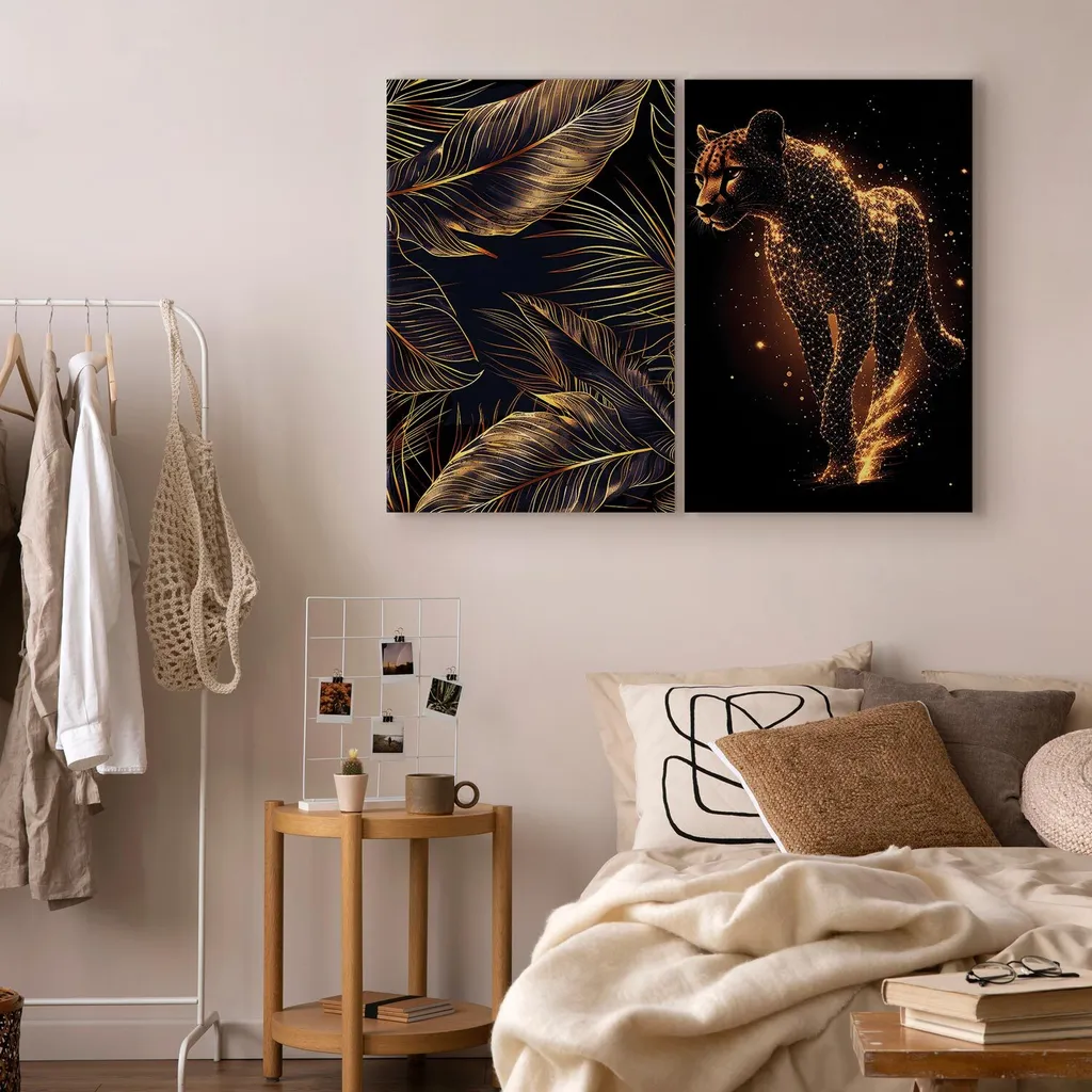 murando - Set di quadri Handart Elegante motivo animale stampa d'arte 80x60cm 2 pezzi ciascuno 40x60cm Collage 2er Pile con Gel acrilico rivestito Wall Art Tela Immagini Decorazione - Colore scuro g-C-10199-b-a - 4
