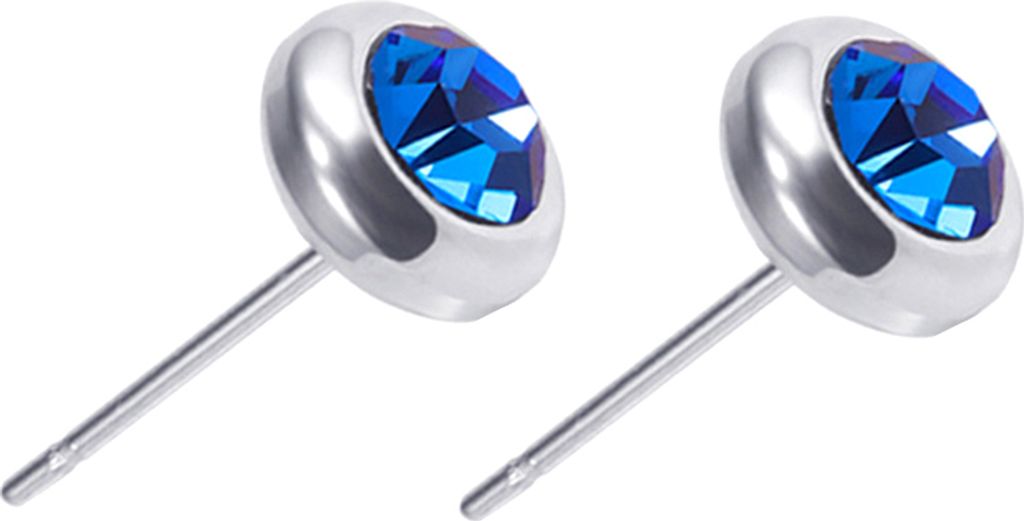 Uni-Ohrstecker aus Edelstahl mit Strasssteinen, Helix-Piercing-Schmuck, Geschenk-Saphirblau