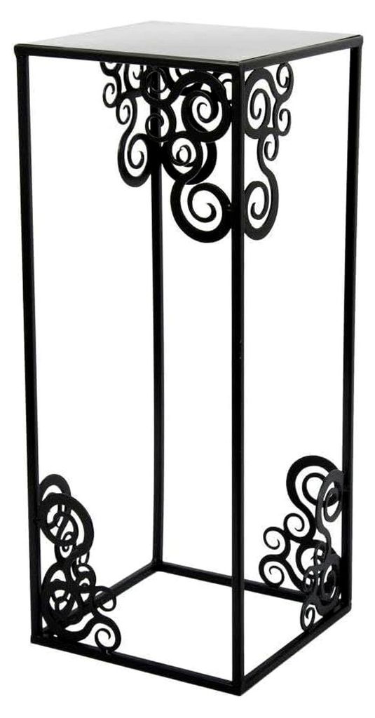 Blumenständer aus Metall 60 x 24 cm - Stabiler Blumenhocker mit Ornamenten - Schwarz Pflanzenständer für die Innendekoration wie Wohnzimmer oder...