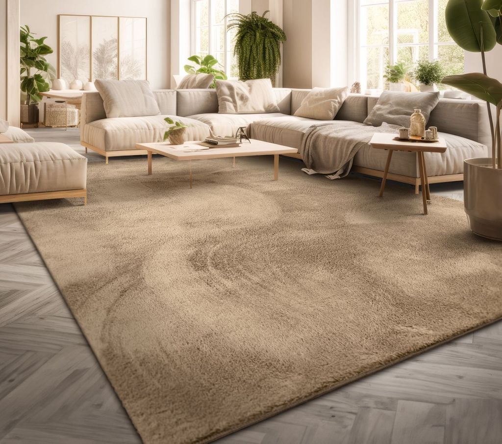 TT Home Teppich Wohnzimmer Kurzflor Anti-Rutsch Rückseite Produktbild