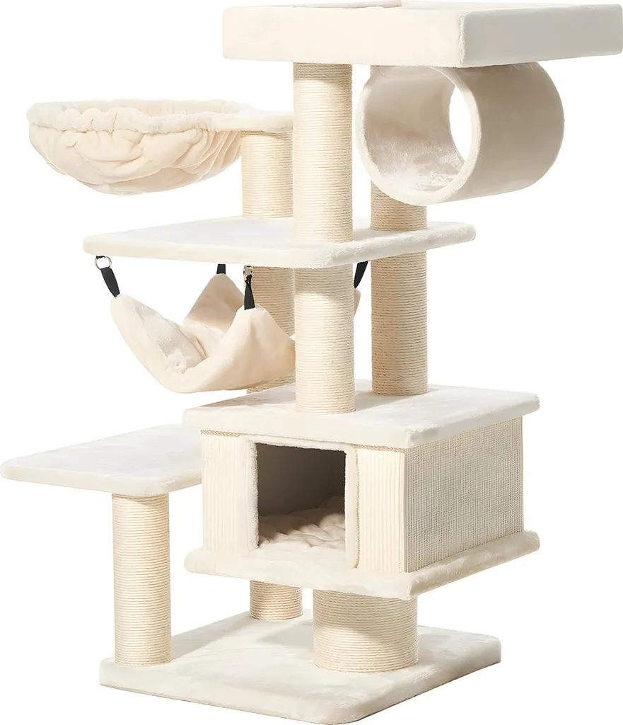Arbre à chat Nobby Elin 129 cm Cream : Protégez vos meubles avec style
