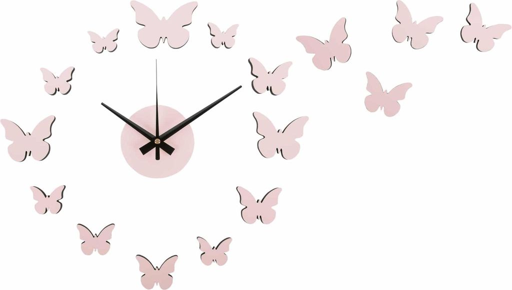 Karlsson - Wanduhr Diy Butterfly - Rosa - Ø35cm Produktbild 