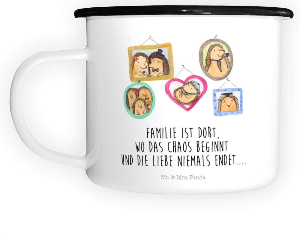 Mr. & Mrs. Panda Pott Igel Familie - Weiß - Geschenk, Bruder, Teetasse, emaillebecher, Bilder, Muttertag, Camping Tasse, Emaille, Große, Liebe