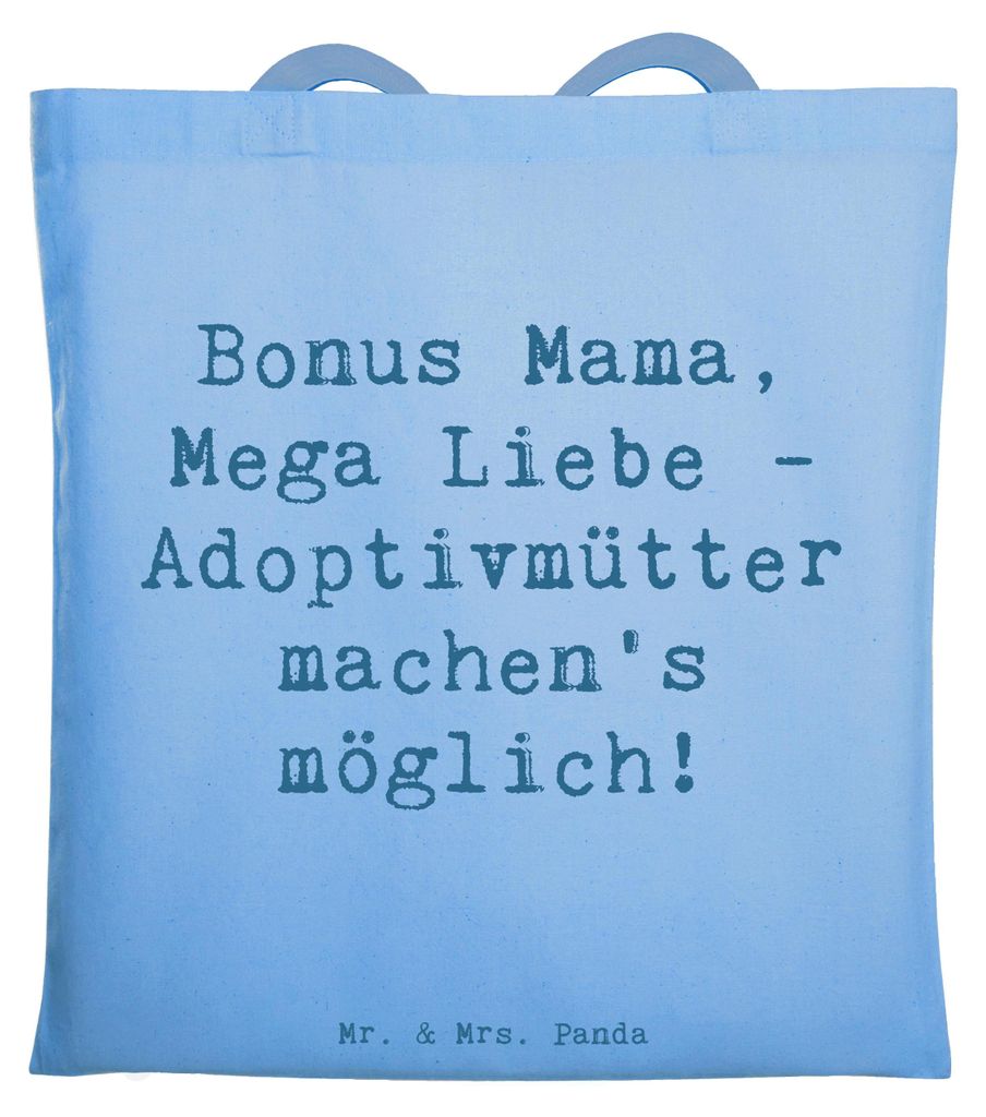 Mr. & Mrs. Panda Einkaufstüte Spruch Adoptivmutter Liebe - Sky Blue - Geschenk, Verwandte, Tasche, Zusammenhalt, Geburtstage, Familienliebe, Läch...