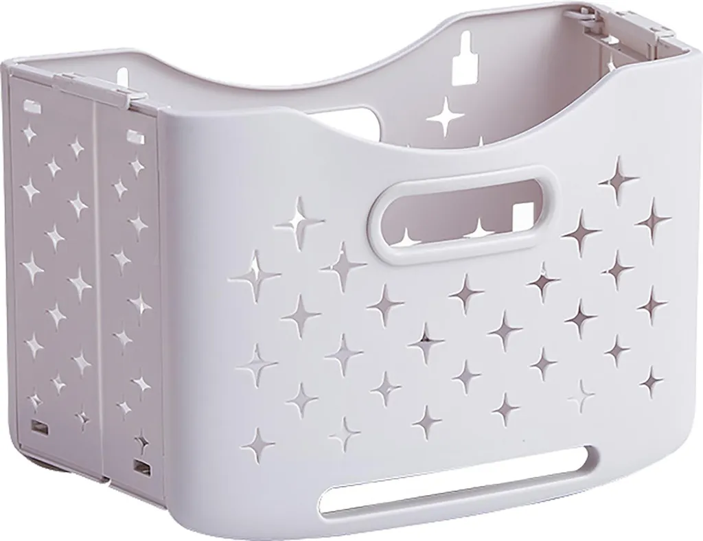 Panier à linge pliable pour hôtel et maison gain de place blanc cassé