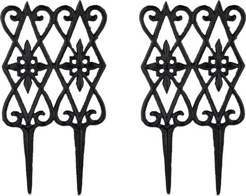 Gartenzaun - 2 Teile - 36 x 175 cm - niedriger Gartenzaun - Dekoration - Schmuckzaun - Gusseisen - schwarz